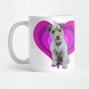 Gorgeous Jack Russell pup on a rainbow heart Mug